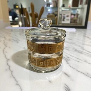 Elegant Clear Glass with Gold Accents Vase w/Lid